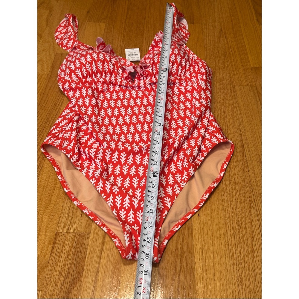 NWT J. Crew Red & White Patterned One-Piece Swimsuit - Picture 4 of 6